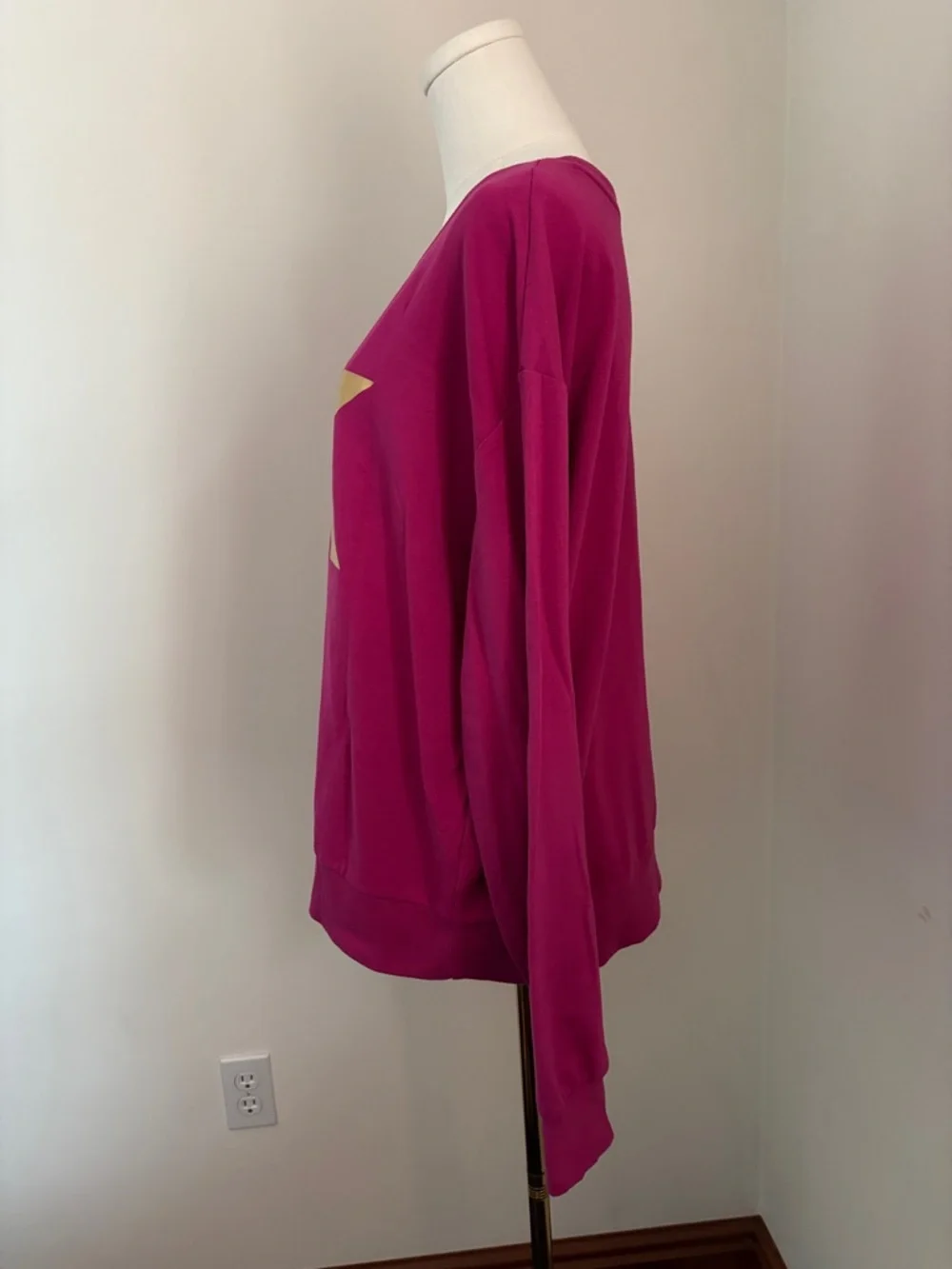 Michael Kors Hot Pink Sweatshirt with Gold MK Logo - Picture 3 of 6